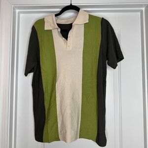 Men's Color Block Polo Shirt, Summer Casual Knitted Polo Shirt